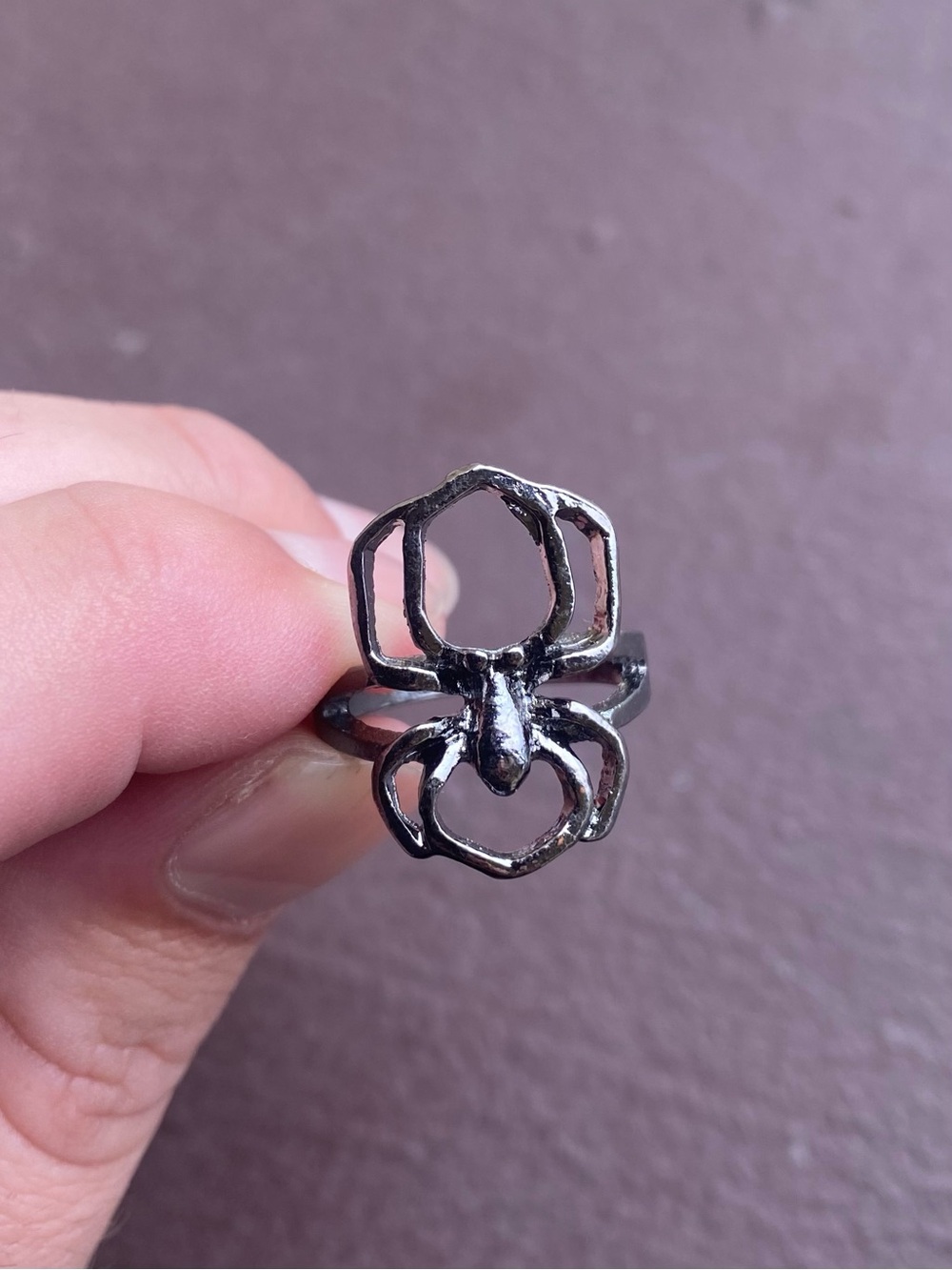 Stainless Steel Spider Charm Ring Size 6.5